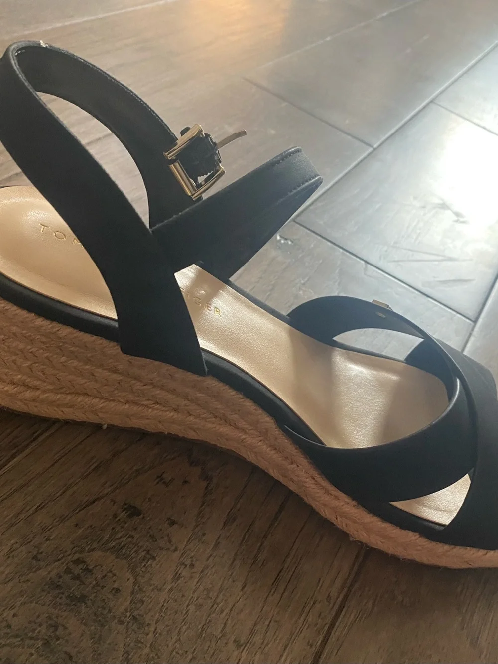 NEW Tommy Hilfiger Black Espadrille Wedge Sandals Size 9 Women’s